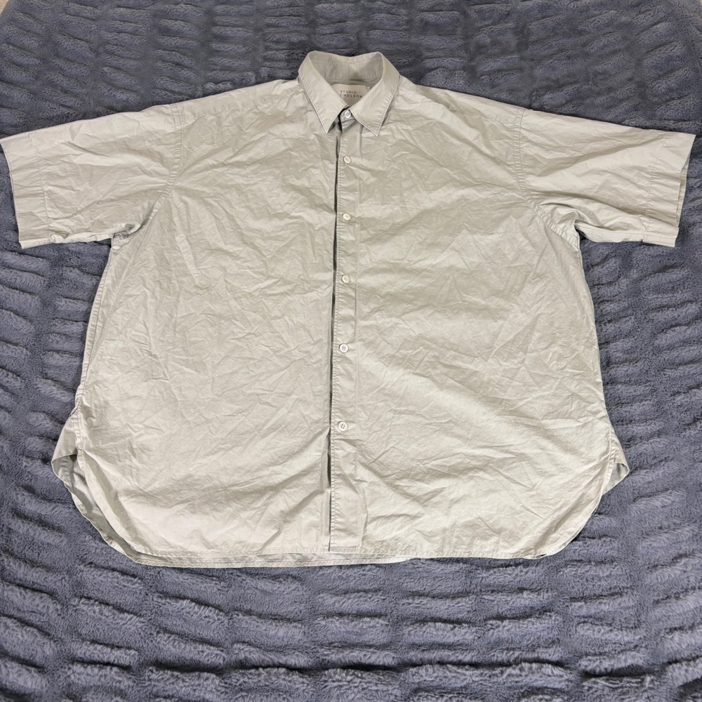 Studio Nicholson Sorono SNM-836 Light Cotton Poplin Shirt Soap Mens Medium